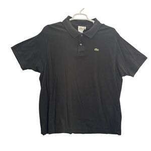 Lacoste Black Short Sleeve Polo Shirt Embroidered Crocodile Logo Size 9r 4XLT
